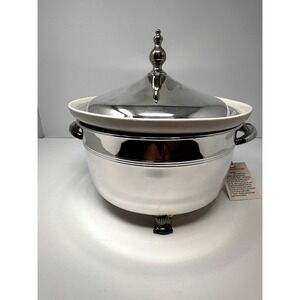 VTG FB Rogers Silver Plated Footed Casserole Dish w/Ceramic Insert